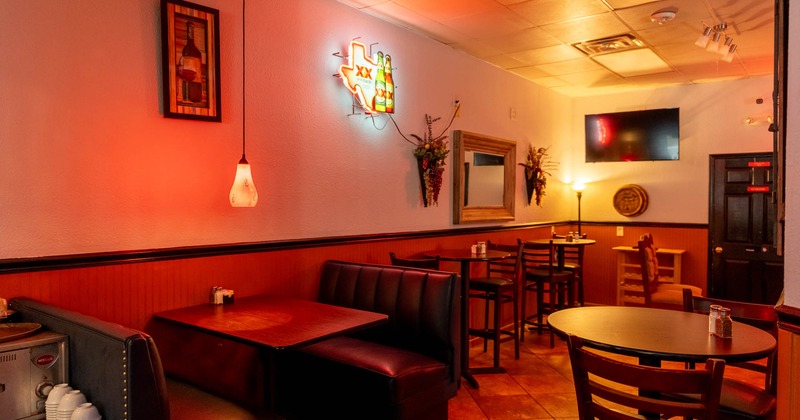Interior, tables ready for guests