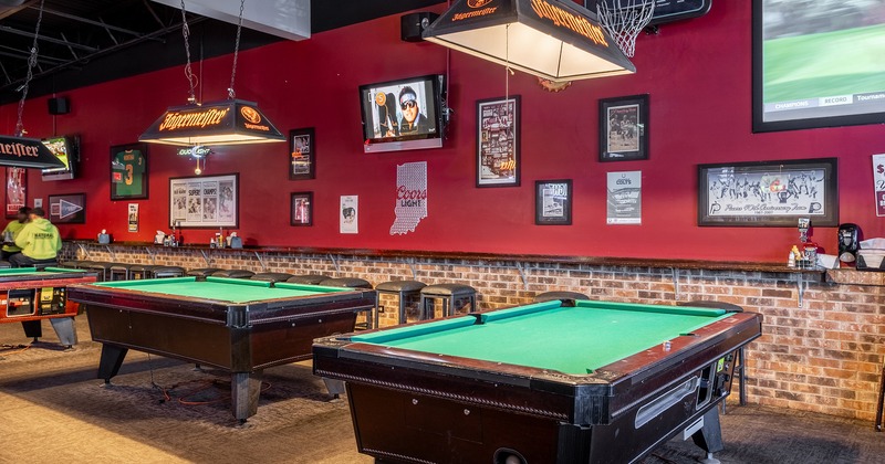 Interior space, pool tables
