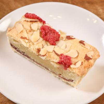 A slice of Raspberry Almond Frangipane.