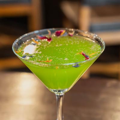 Ball martini in the glass.