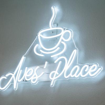 Aves Place white light trademark on a wall.