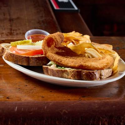 Grouper fillet, served on the table.
