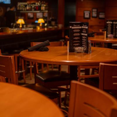 Dining tables ready for guests.