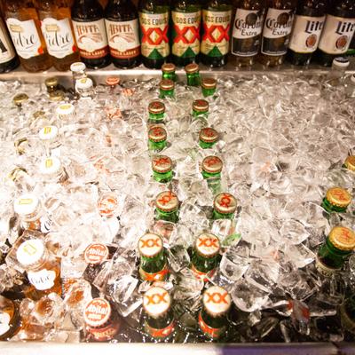Beer bottles chilled in ice