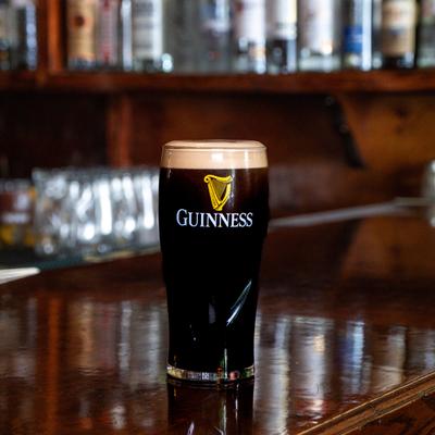 Dark Guinness beer.