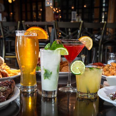 Assorted alcoholic drinks.