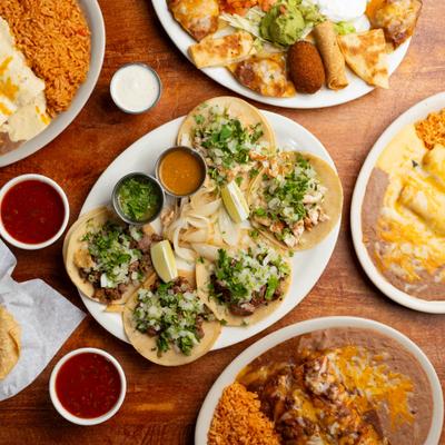 A top view of served meals.