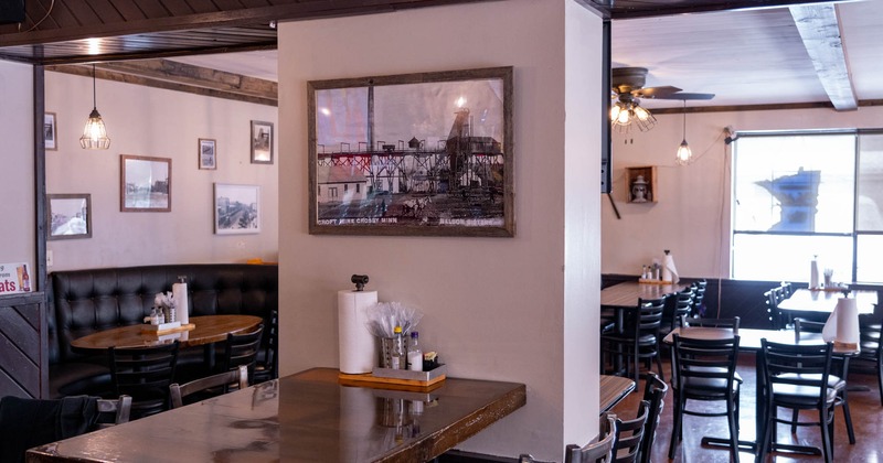 Diner area, tables and chairs