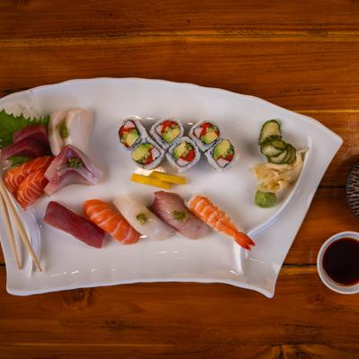 Sushi and sashimi platter.
