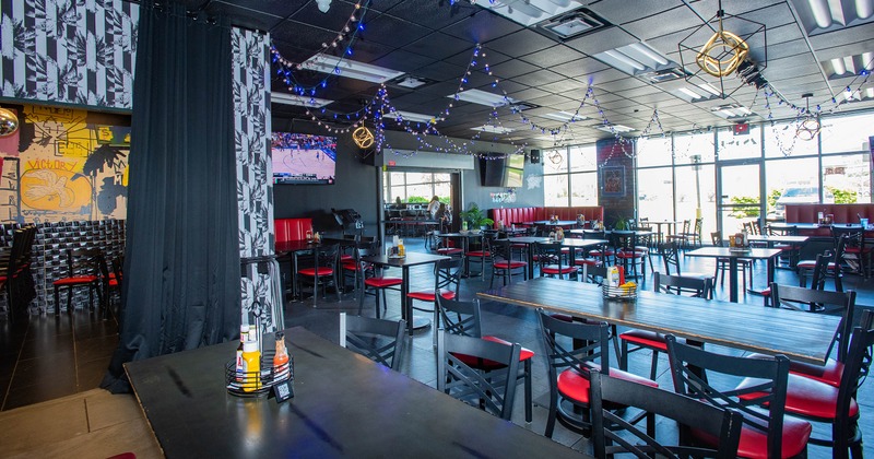 Interior, tables and chairs