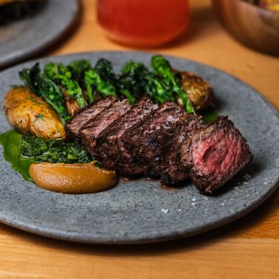 Grass fed strip steak.