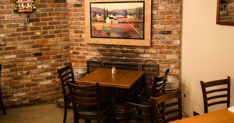 Interior, dining table for three guests