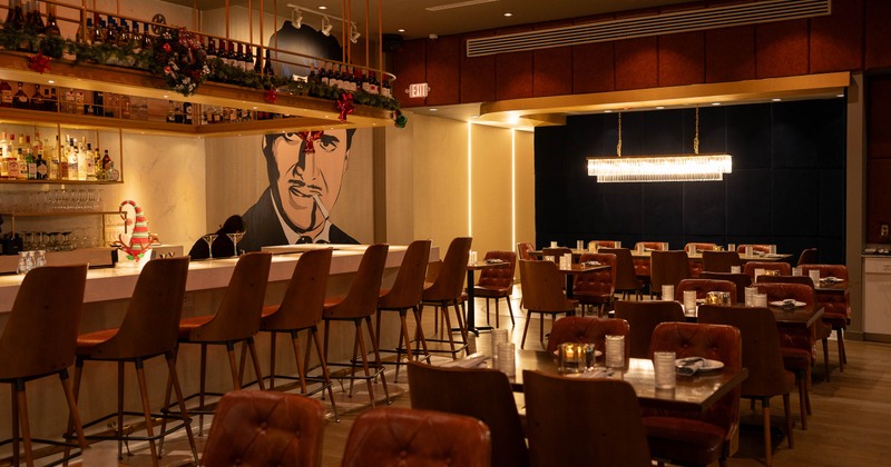 Interior, dining area with tables and chairs