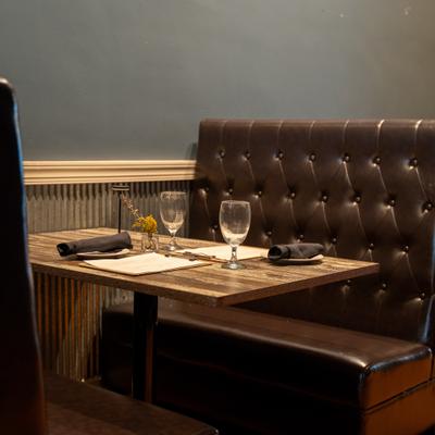 Interior, booth.