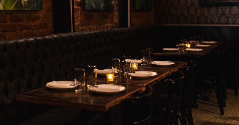 Interior, table set for guests