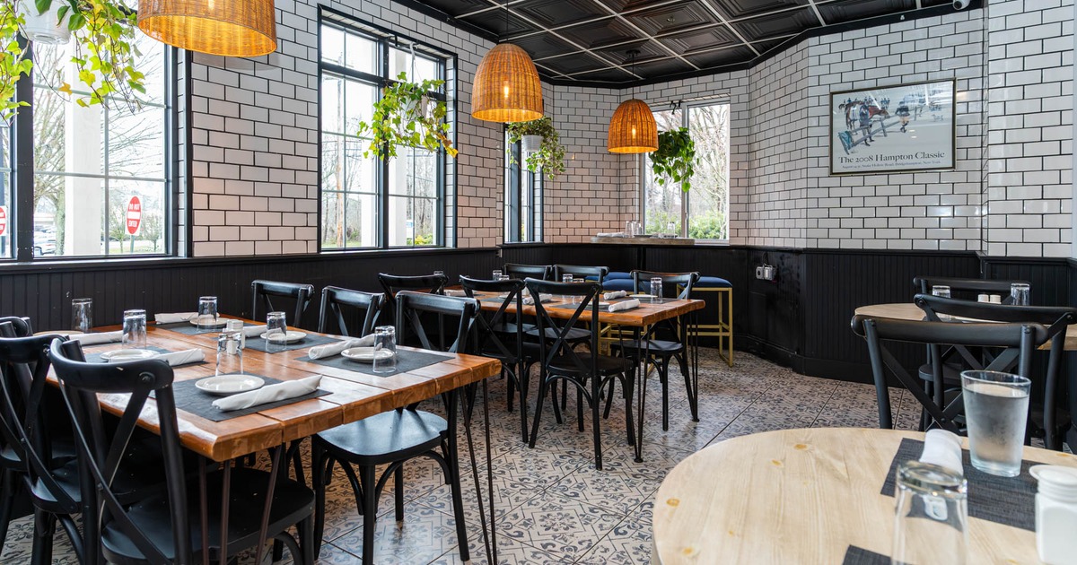 Interior, dining room with tables and chairs
