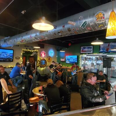 Interior, a crowd of people