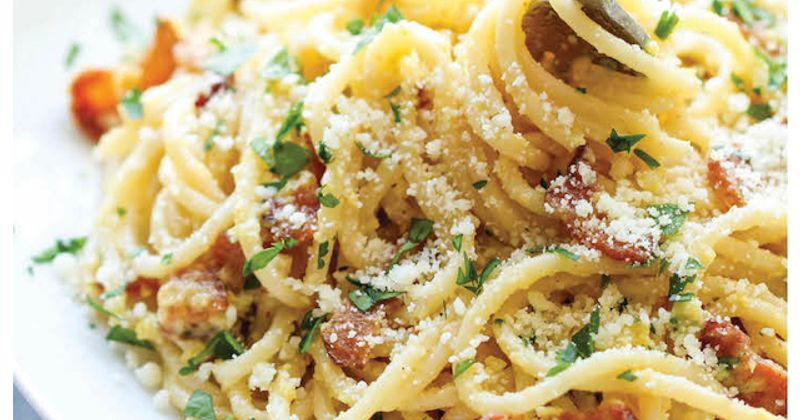 Spaghetti dish served