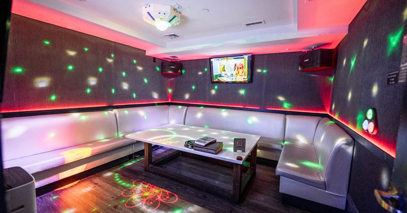 Interior, banquette seating area