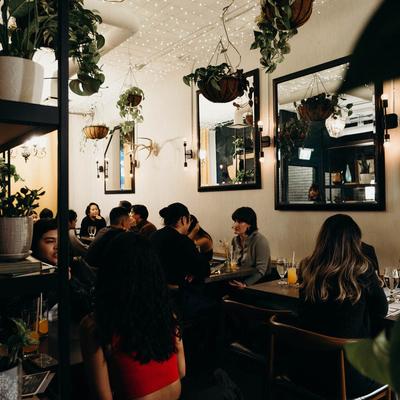 Guests enjoying their meals.