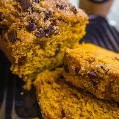 Pumpkin Chocolate Chip Bread, close-up.