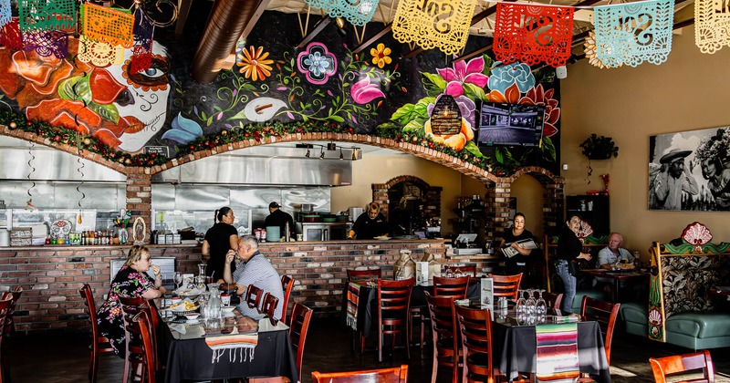 Interior, dining area with decorations