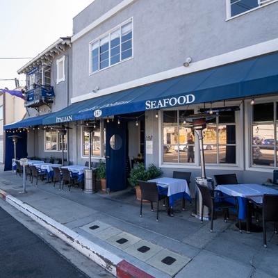 Exterior, seating under an awning