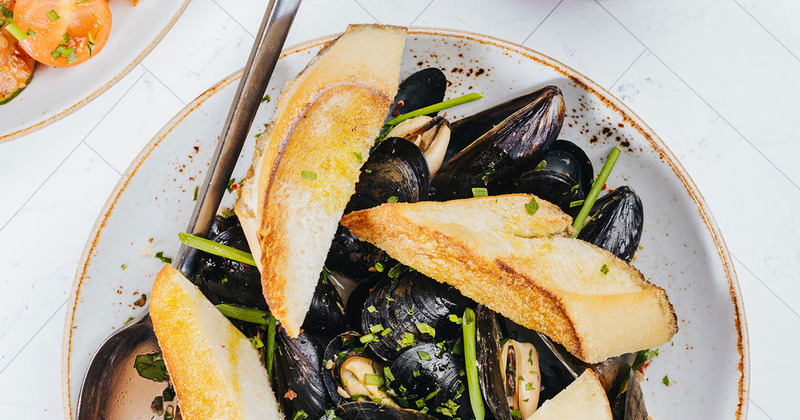 Steamed Mussels, top view