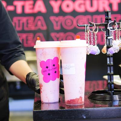 Employee preparing shakes.