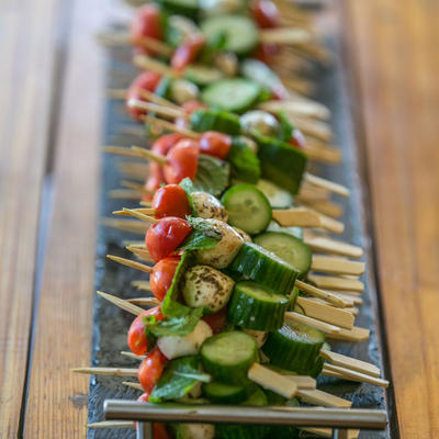Vegetables ready for barbecue closeup