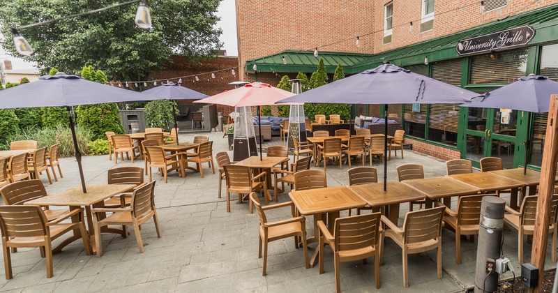 Exterior, seating place with parasols