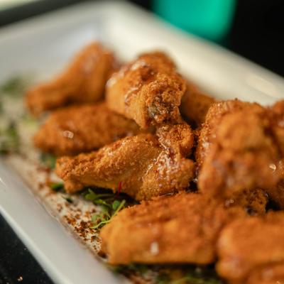 Hot honey chicken wings.