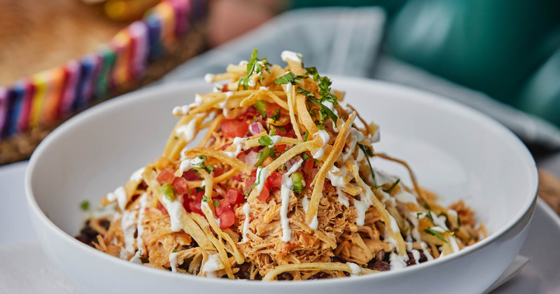 Burrito bowl, side view