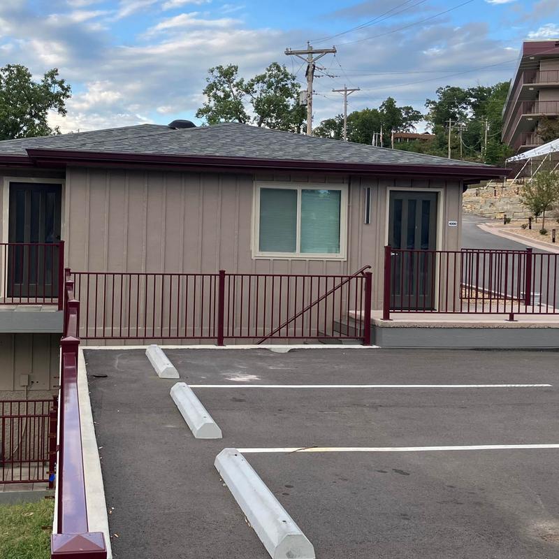 The parking area outside.