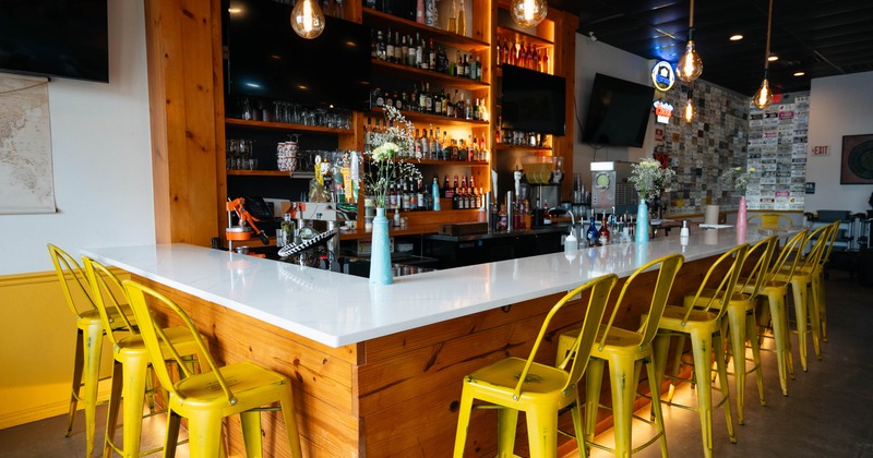 Interior, a bar with bar stools