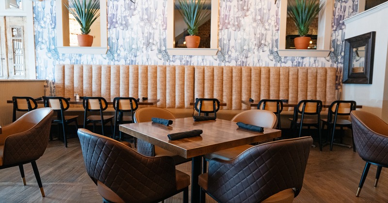 Interior space, nicely done dining area