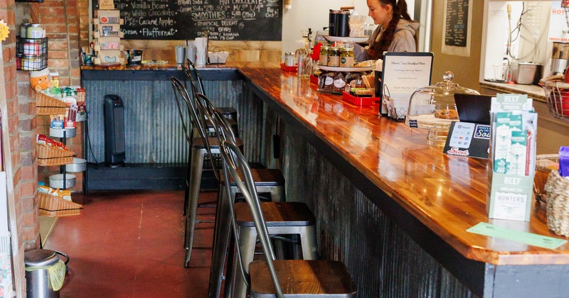 Bar area with bar stools