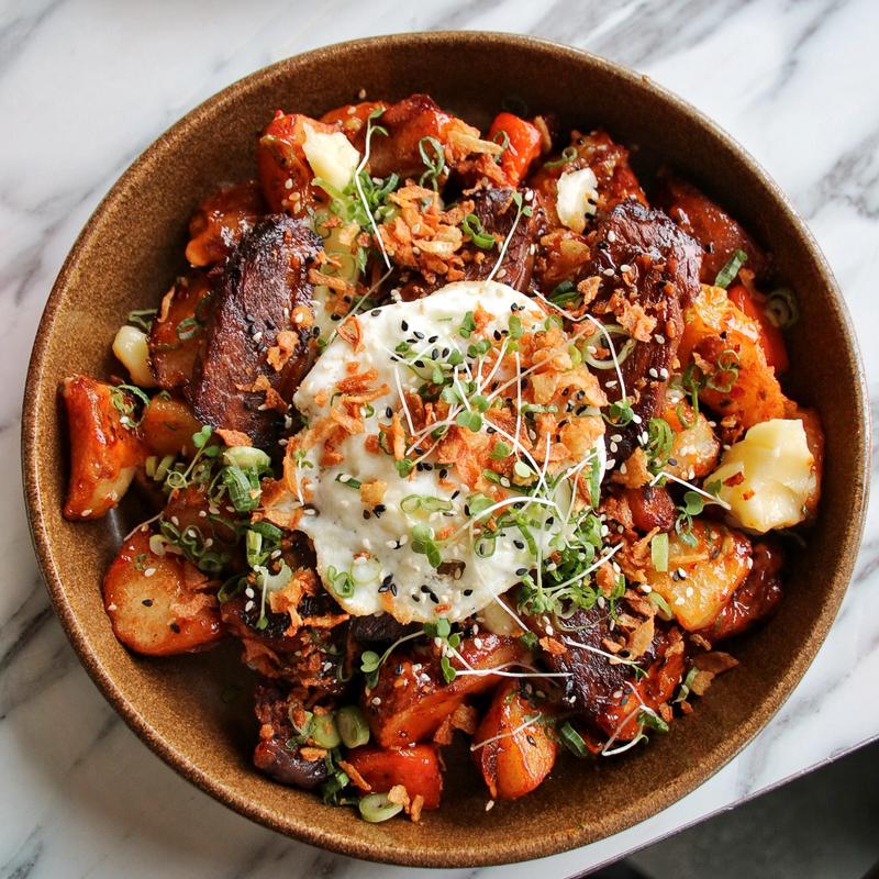 menu item 12 of 19, Korean Braised Short Rib Poutine