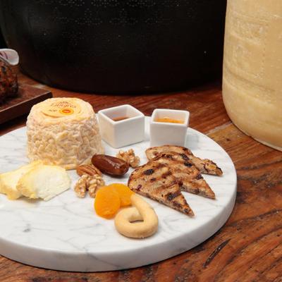 Various food on marble platter