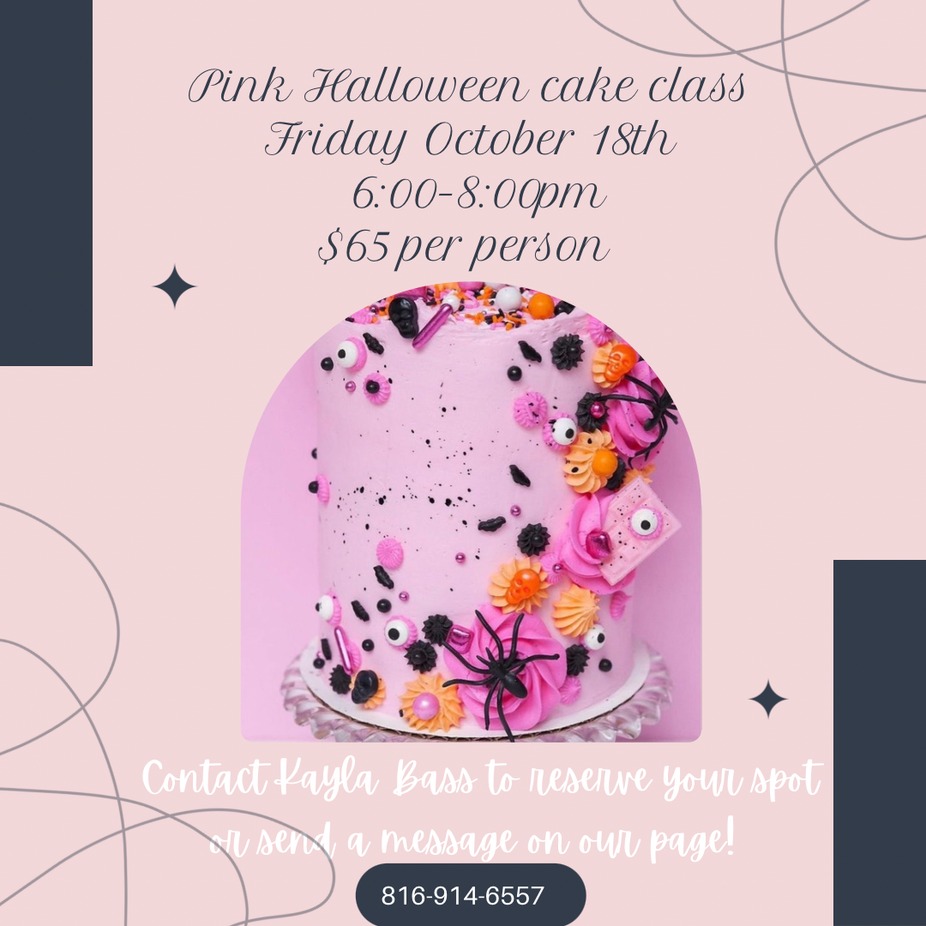 Pink Halloween cake class event photo