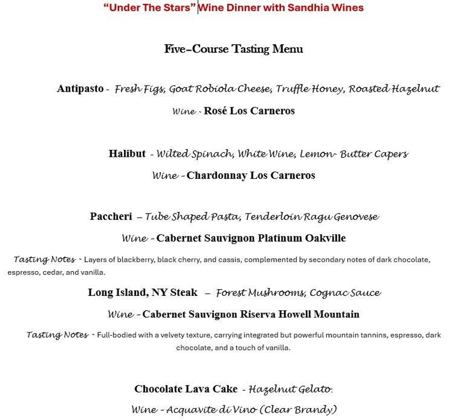 Wine Tasting  Dinner Menu event photo