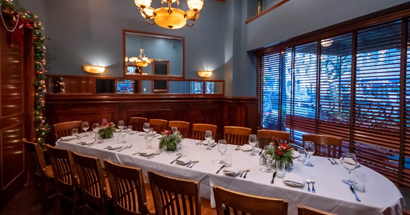 Dining room with set table