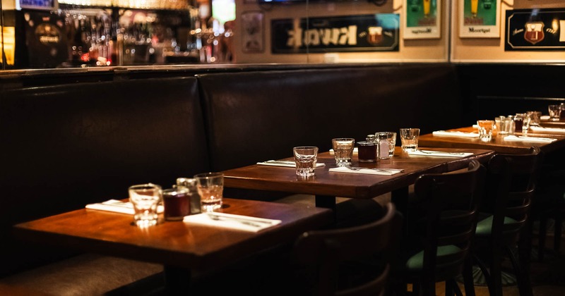 Interior, tables and chairs ready for guests