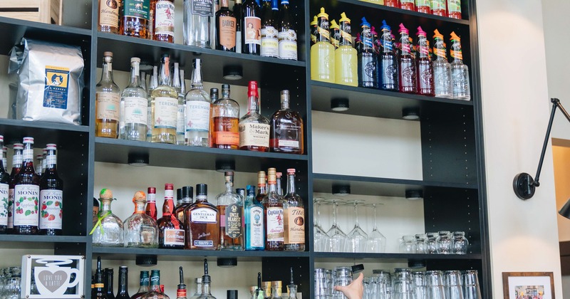 Bar, drink rack, bar staff