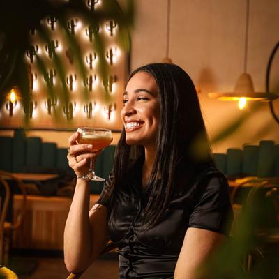 A person enjoying a drink.