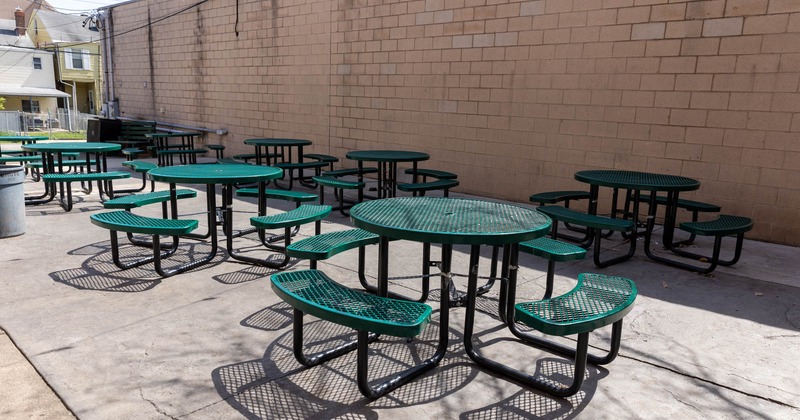 Exterior, picnic tables