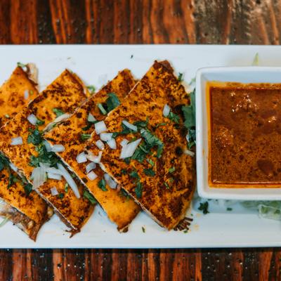 Birria quesadilla, top view