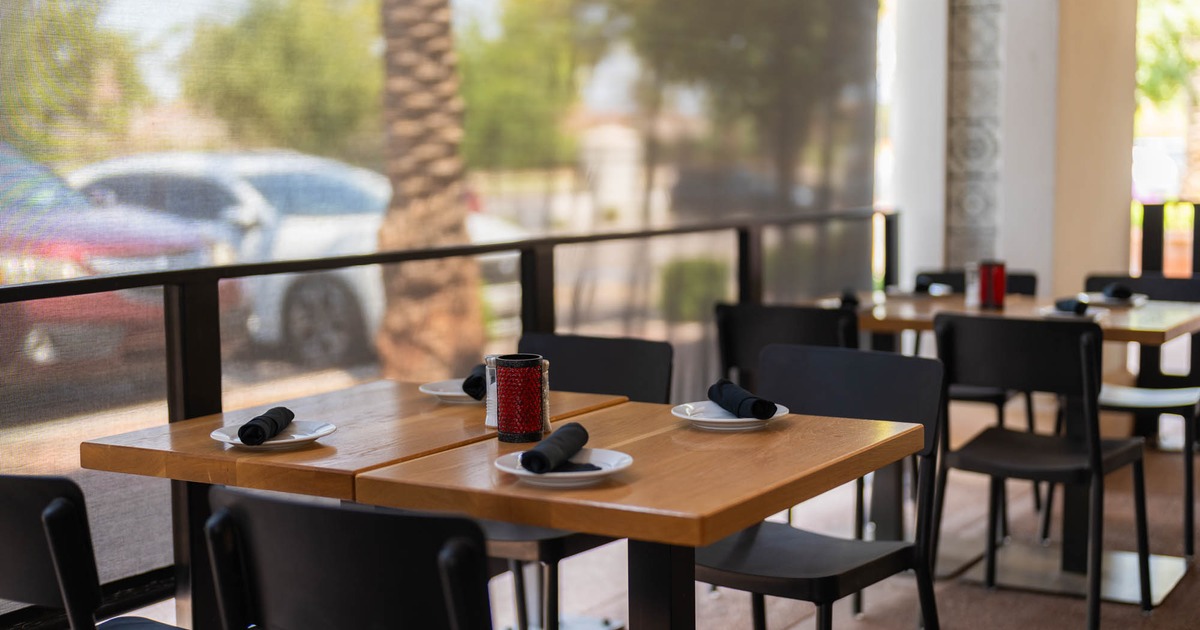 Interior, table ready for guests