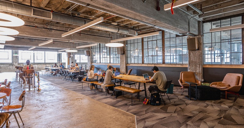 Interior, main seating area with guests