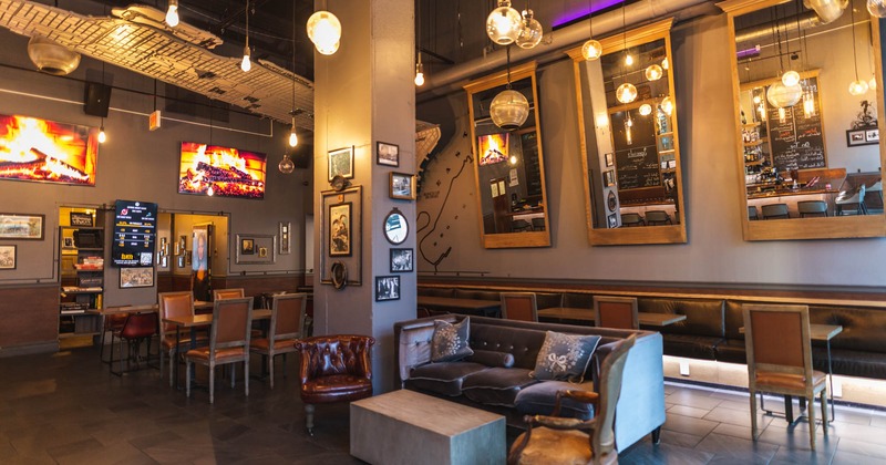 Interior, sofa and lounge chairs, tables and chairs